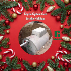 Image show a Christmas holiday wreath around a Ri-Industries Septic Tank