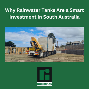 image of concrete rainwater tank on truck being delivered to site